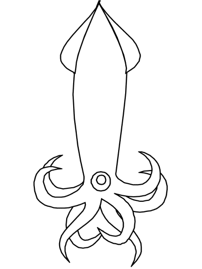 simple coloring page of a squid