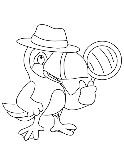detective puffin coloring page