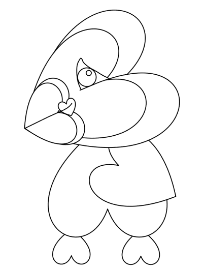 valentine's puffin coloring page