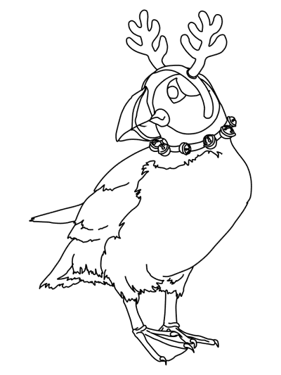 reindeer puffin coloring page