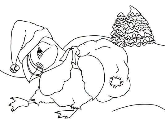 santa puffin coloring page