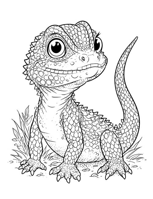 baby dragon lizard coloring page