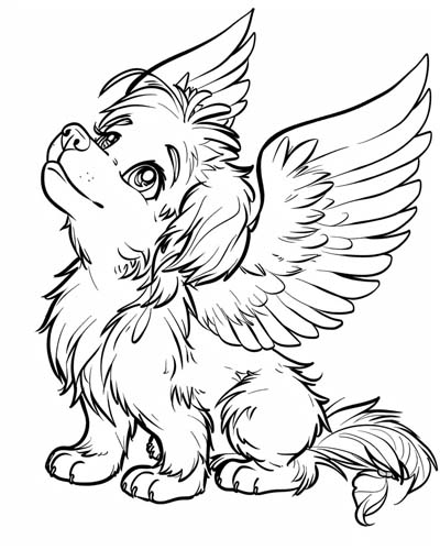 angel dog coloring page