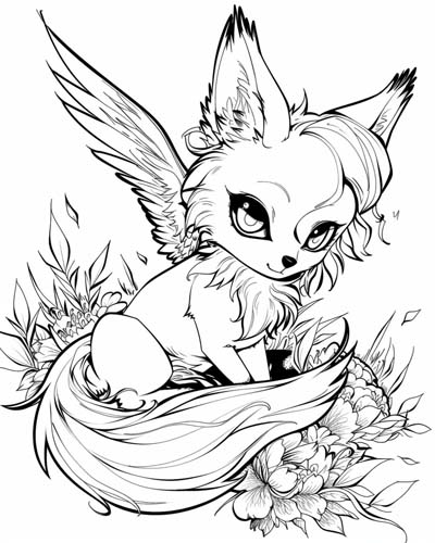 angel fox coloring page