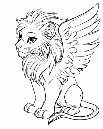 angel lion coloring page
