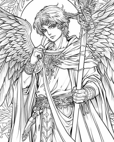  coloring page of the archangel Raphael