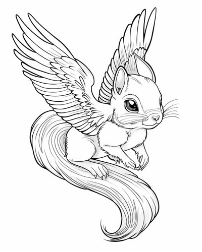 angel squirrel coloring page