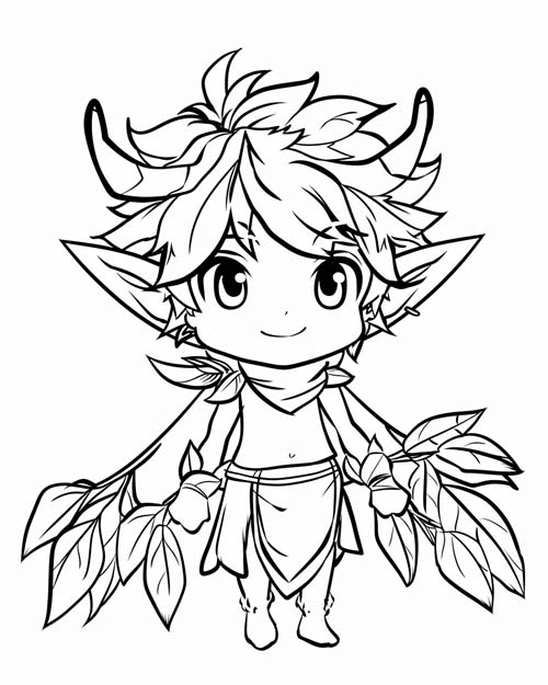 chibi coloring page of Puck