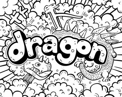 Chinese New Year dragon doodle art coloring page