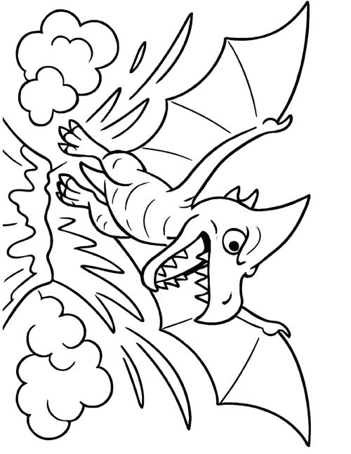 Preschool coloring page of Rodan flying