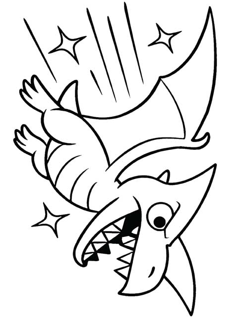 Preschool coloring page of Rodan flying