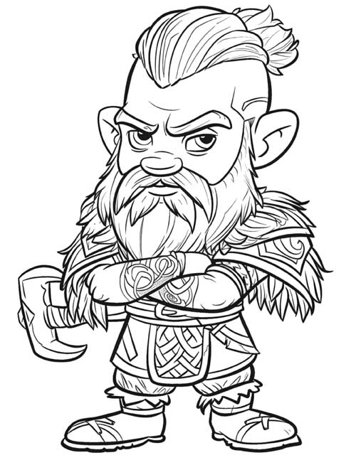 full body cartoon coloring page of Bjorn Ironside