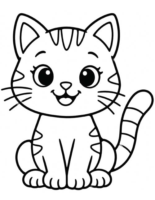 preschool coloring page of a cat