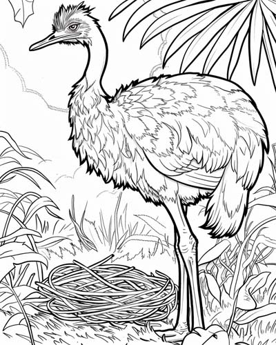 ostrich dad coloring page