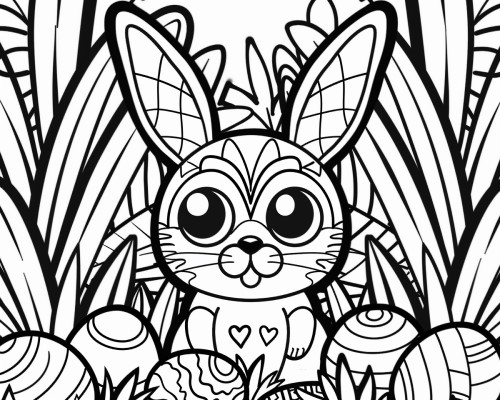 coloring page of the Easter bunny with bold lines