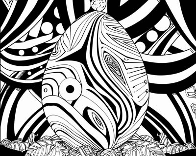 surreal Easter egg coloring page