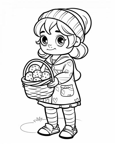 Easter girl coloring page