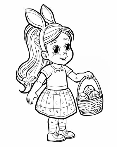 Easter girl coloring page