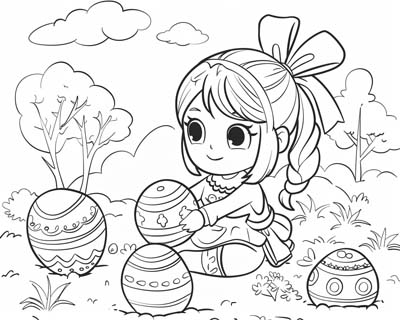 Easter girl coloring page