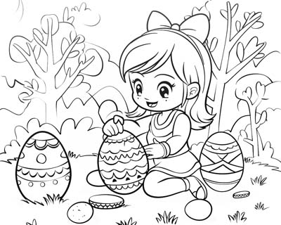 Easter girl coloring page