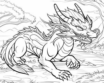 coloring page of a Chinese dragon