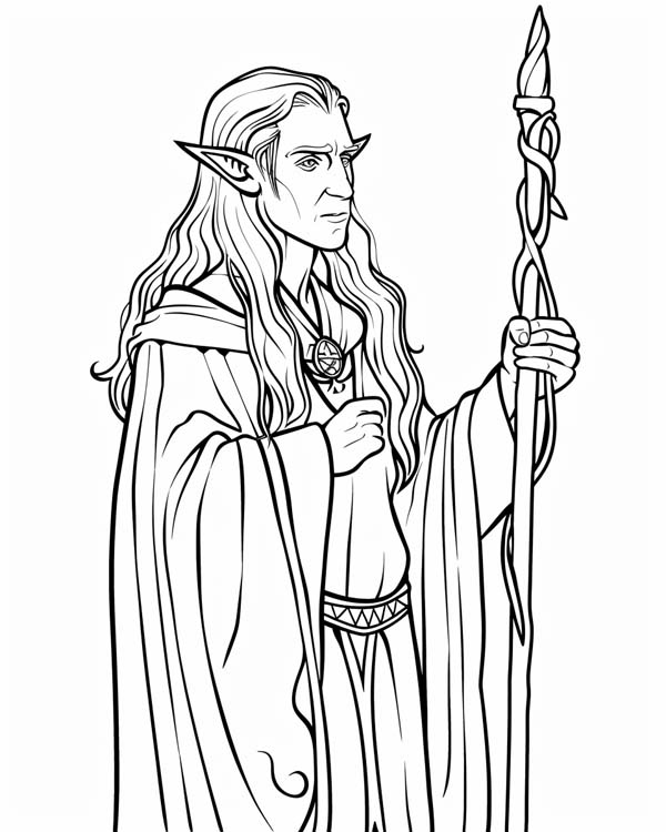 Lord of the Rings coloring page of an elf
