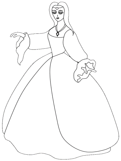 medieval lady or princess coloring page