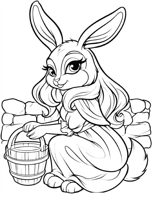 Cartoon coloring page of a were-hare