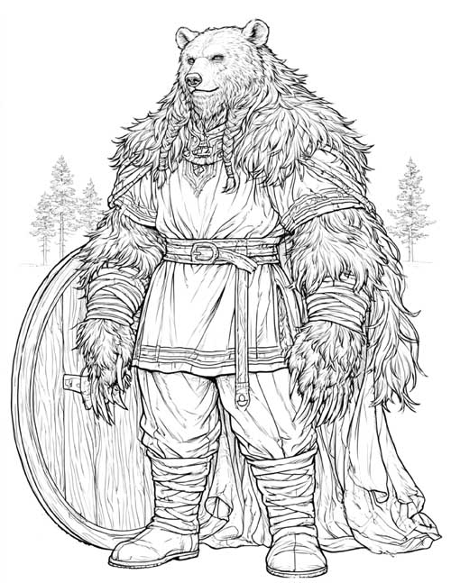 Coloring page of a were-bear