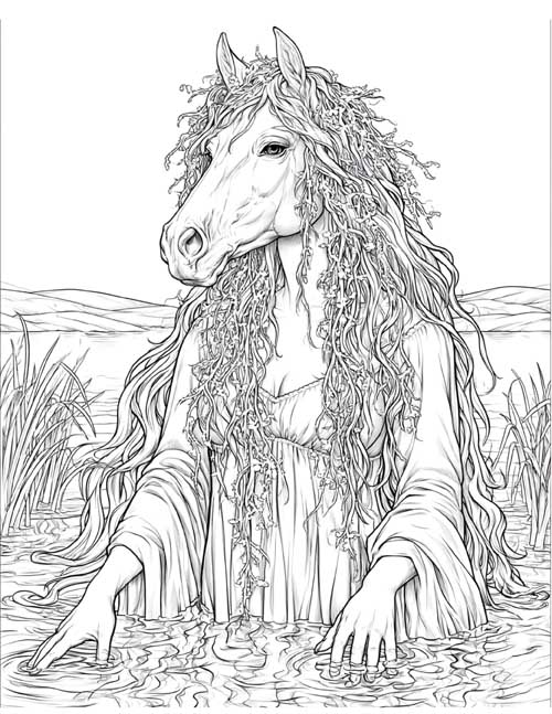 Coloring page of a were-horse