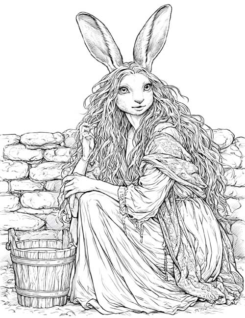 Coloring page of a were-hare