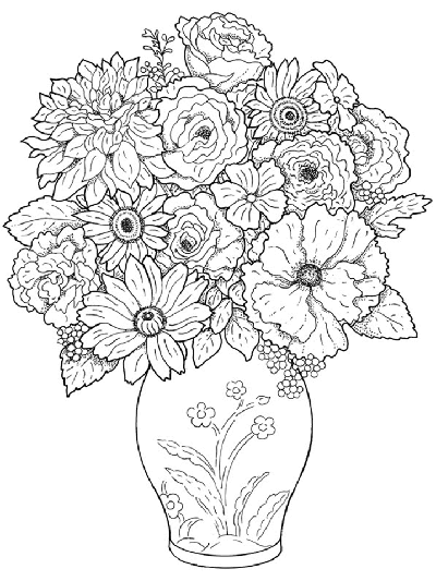 flower vase coloring page