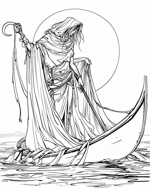 Greek mythology coloring page of Charon