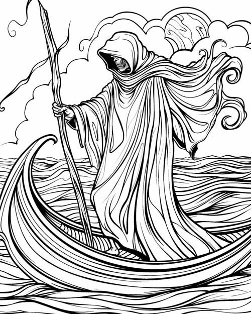 Greek mythology coloring page of Charon