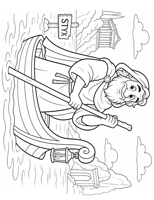 simple Greek mythology coloring page of Charon looking friendly