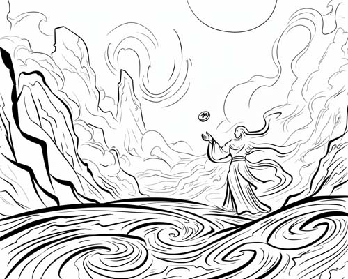 otherworldly coloring page of Charon