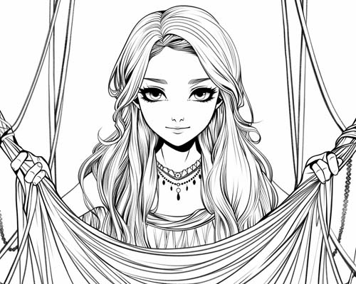coloring page of Arachne weaving