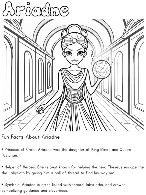 coloring page of Ariadne, princess of Crete