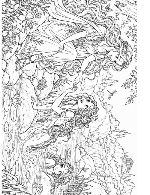 Coloring page of Circe inviting the Naiads