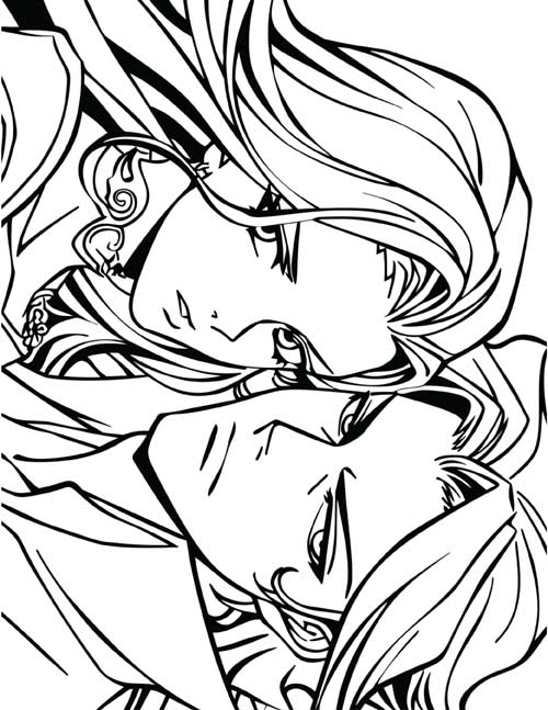 bold lines, anime coloring page of Hades and Persephone