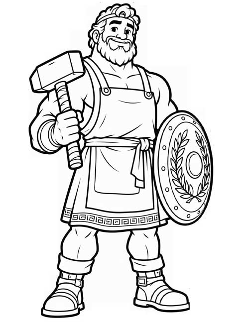 easy preschool coloring page of Hephaestus