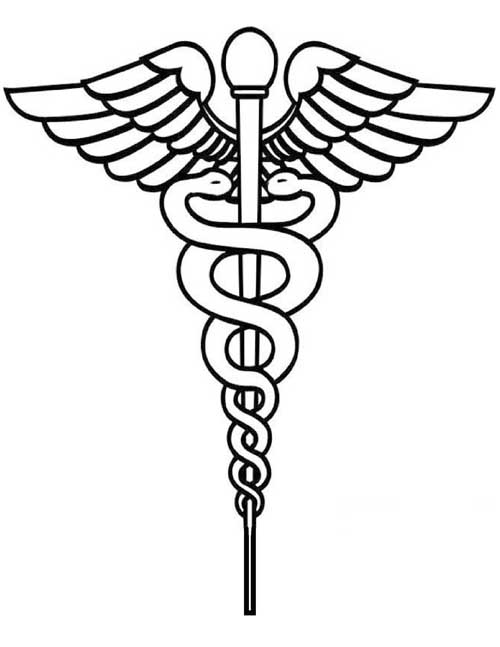 simple coloring page of Hermes' caduceus'