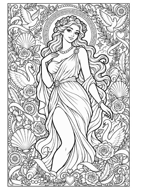 adult or teen doodle coloring page of Aphrodite