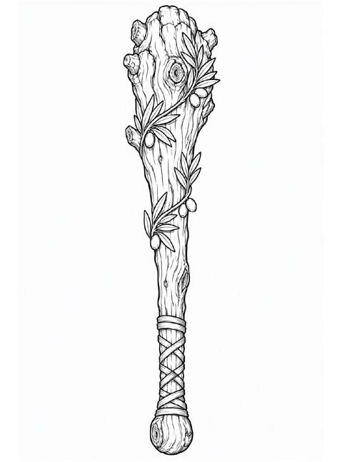 Greek mythology coloring page of Heracles' club