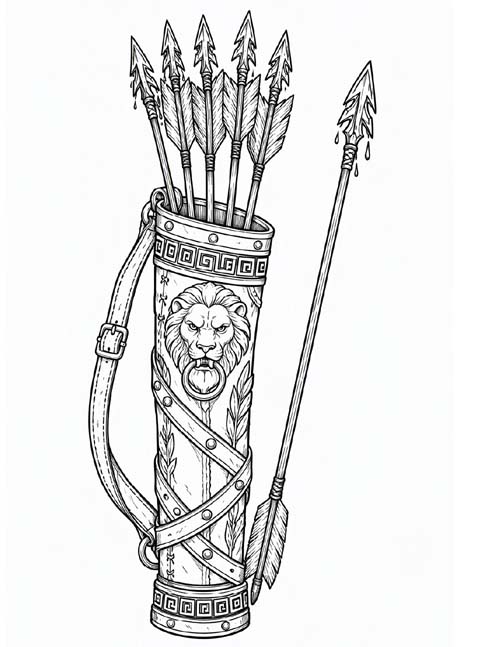Greek mythology coloring page of Heracles' poisoned arrows