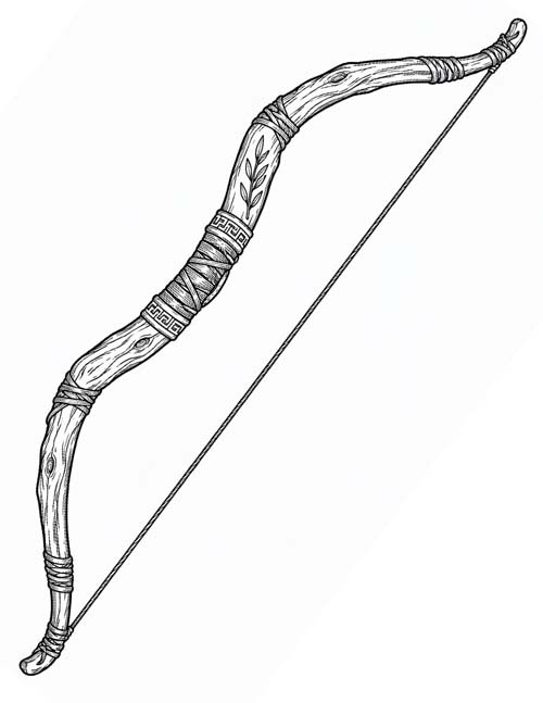 Greek mythology coloring page of Odysseus' hunting bow