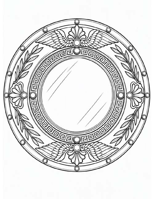 Greek mythology coloring page of Perseus' shield