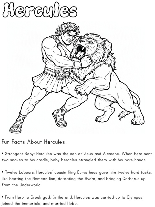 information worksheet about Hercules