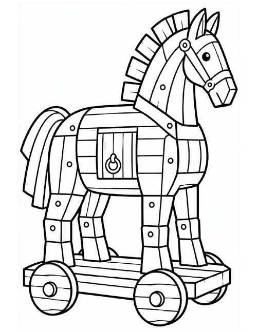 coloring page of the Trojan Horse