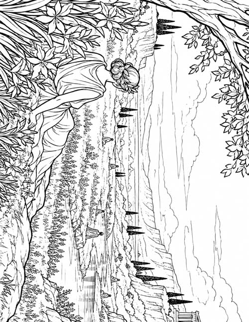Greek Underworld coloring page of the Asphodel Meadows